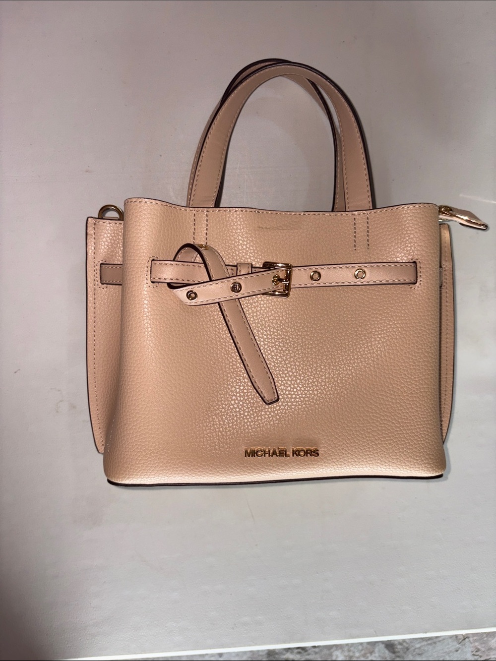 Michael Kors Nude tan Pebbled Leather Satchel with Gold Hardware